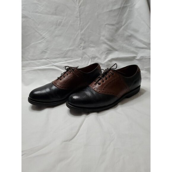 Allen Edmonds 'Links' Golf Shoes Men's Black / Brown Leather Saddle Size 11 B - Picture 4 of 16